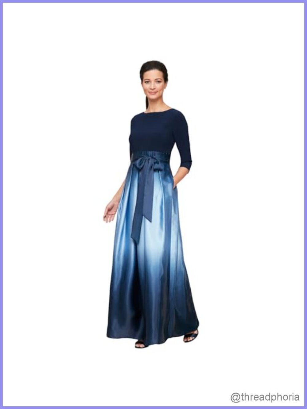 Womens 3/4 Sleeve Long Satin Mother of the Bride Dress with Pockets